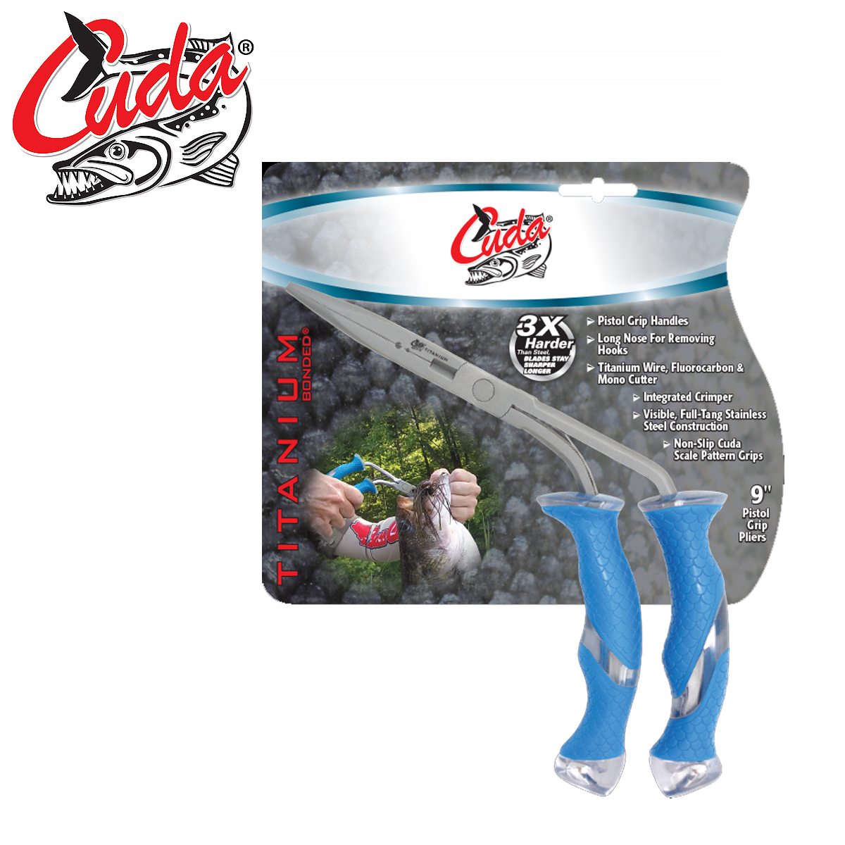 Cuda 9" Titanium Bonded Stainless Steel Pistol Grip Pliers Freshwater