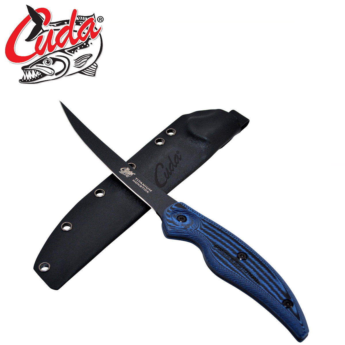 Cuda Professional 6" Curved Boning Knife w/Sheath Powa Beam