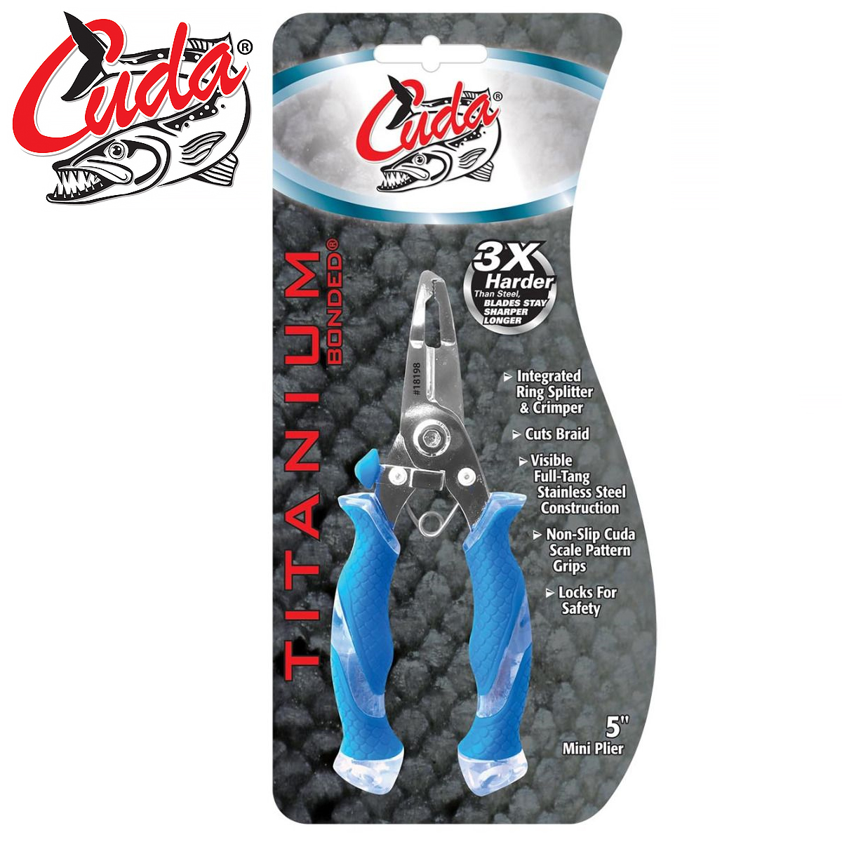 Cuda 5" Titanium Bonded Mini Pliers with Ring Splitter Powa Beam