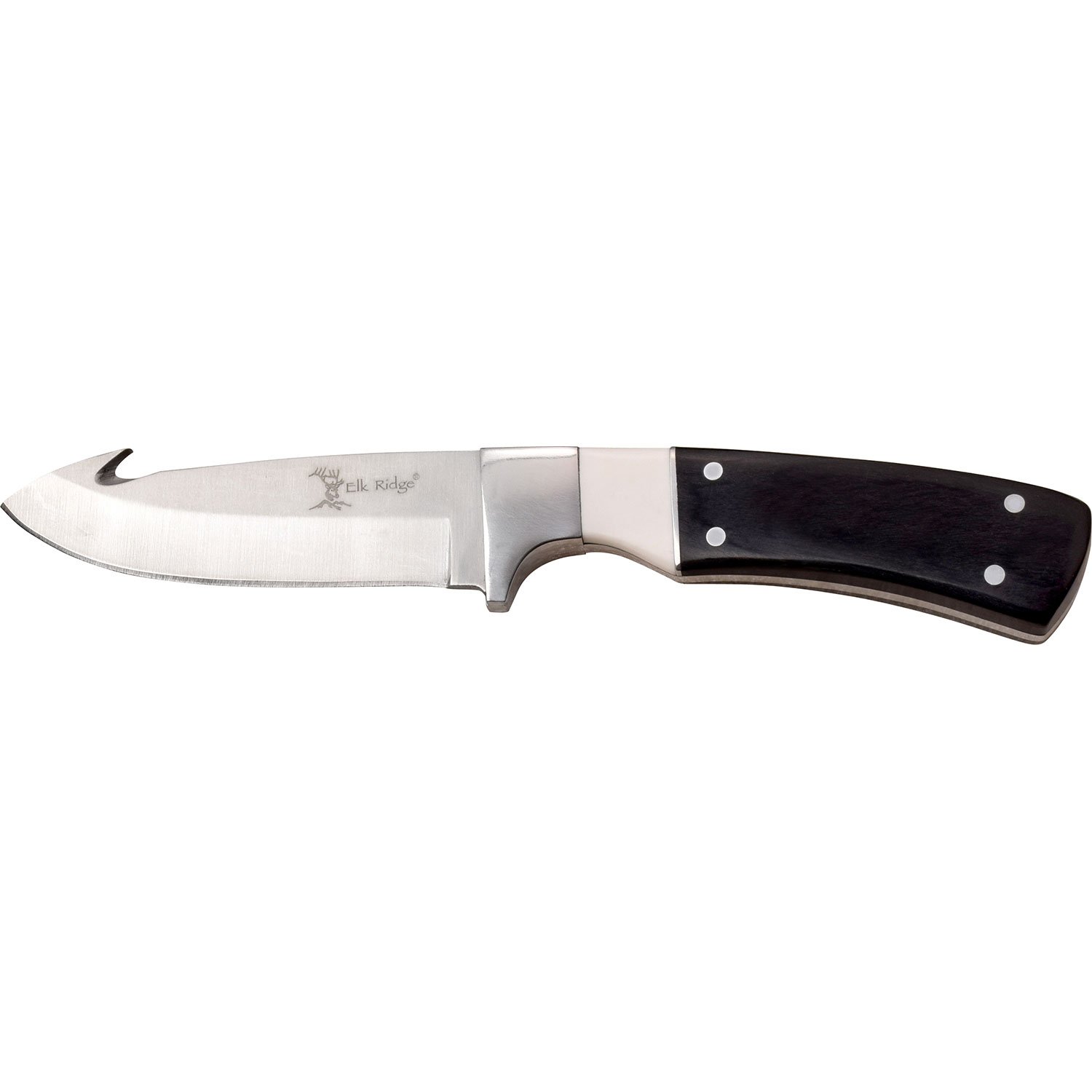 Elk Ridge Black/White Pakkawood Gut Hook Skinner Knife - Powa Beam