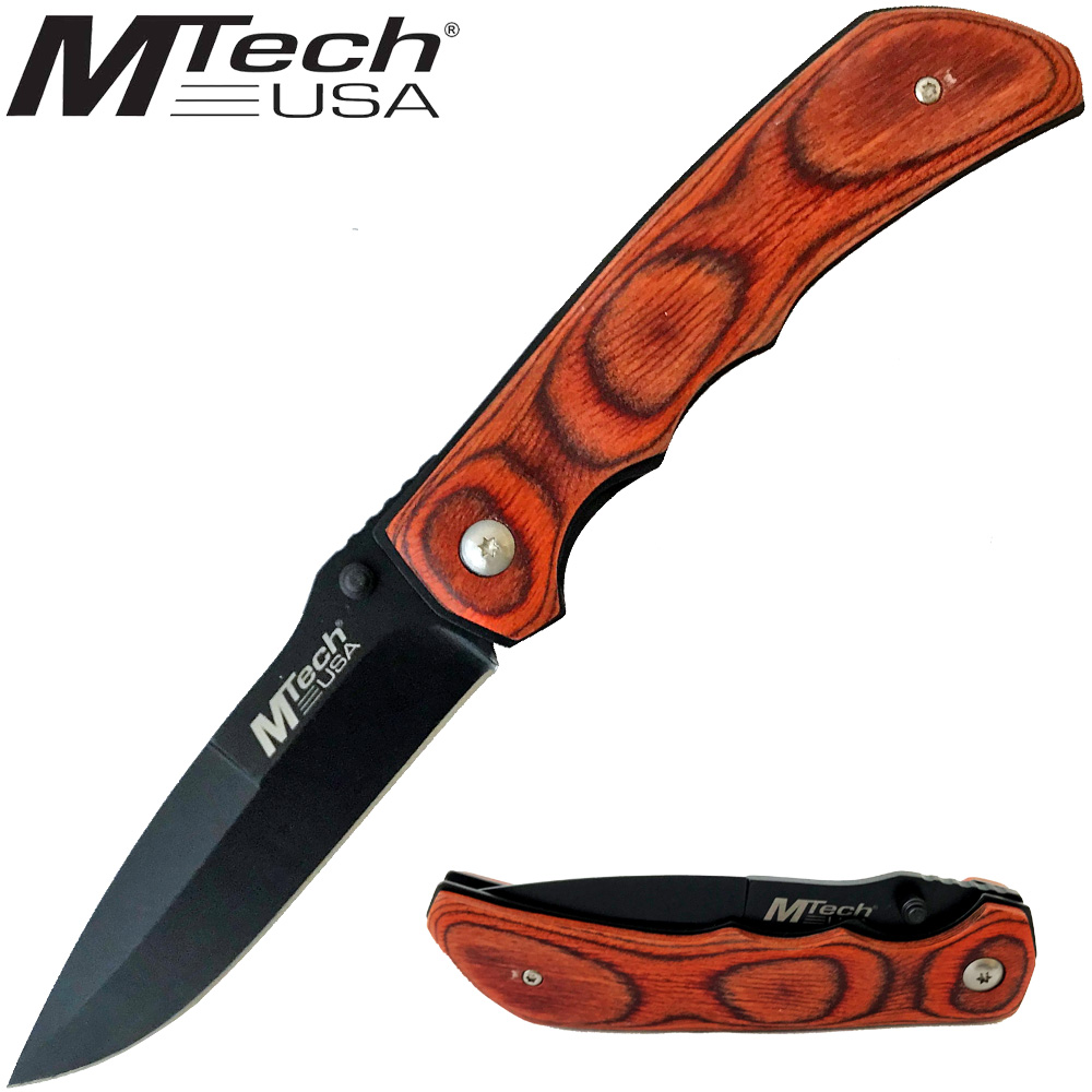 MTech Wood Handle Folding Knife